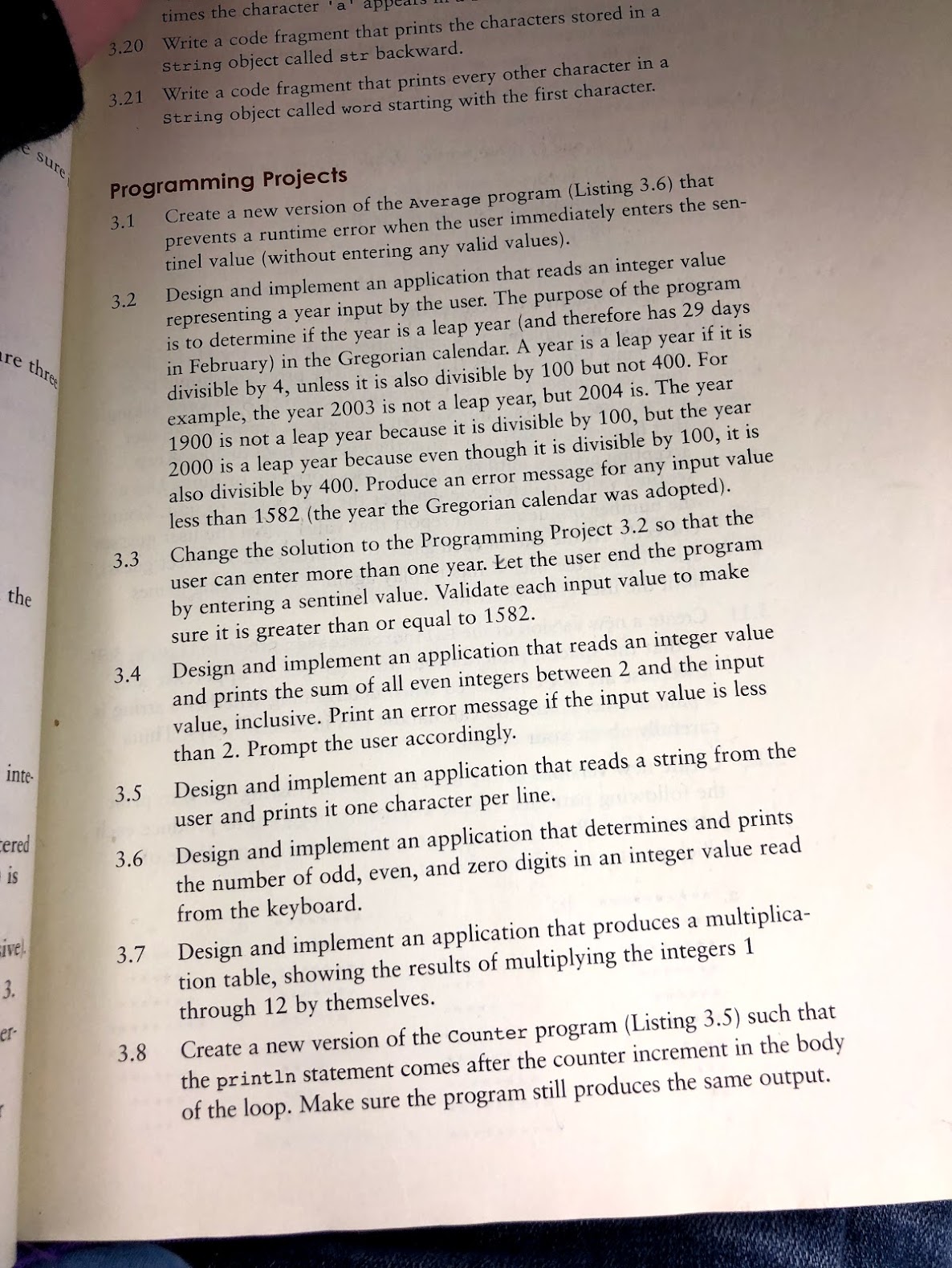 A section of a computer science textbook with problems