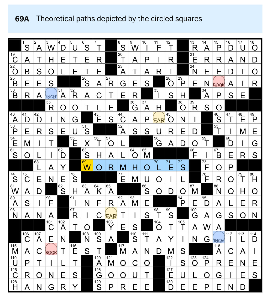 Solved crossword puzzle from 05/25/2025