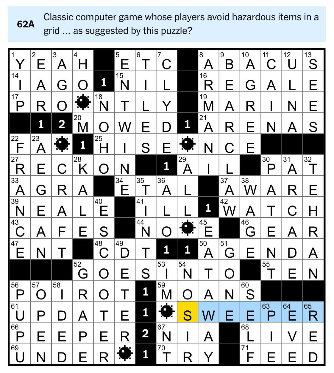 Solved crossword puzzle from 10/02/2025
